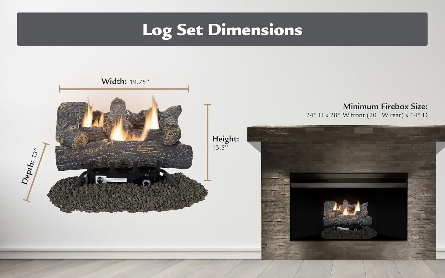 Pleasant Hearth Southern Oak Vent Free Gas Log Set 30,000 BTU's