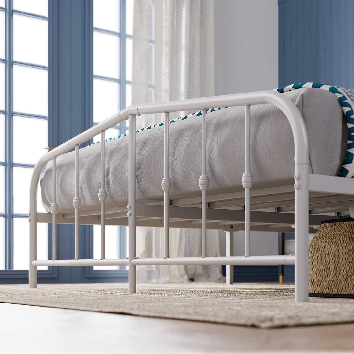 Twin Heidi Metal Platform Bed Frame White - Zinus: Elegant Steel Construction, No Box Spring Needed, 11" Storage Space