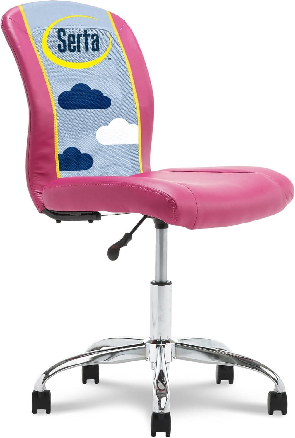 Essentials Computer Chair Teamwork Pink - Serta: Armless, Adjustable, for Study & Craft Rooms