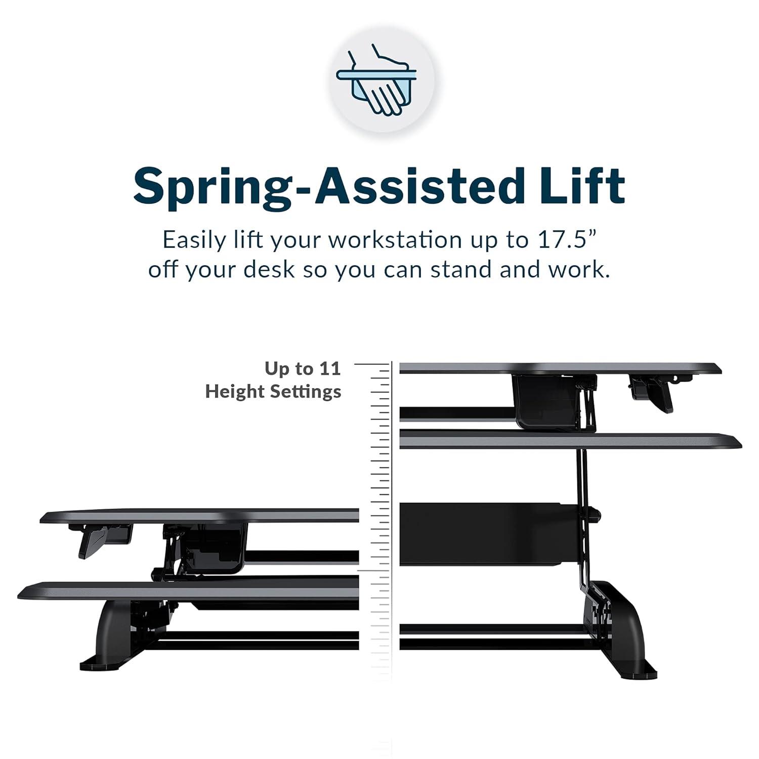 Vari 36" VariDesk Essential Two-Tier Height Adjustable Standing Desk Converter & Monitor Riser, Black
