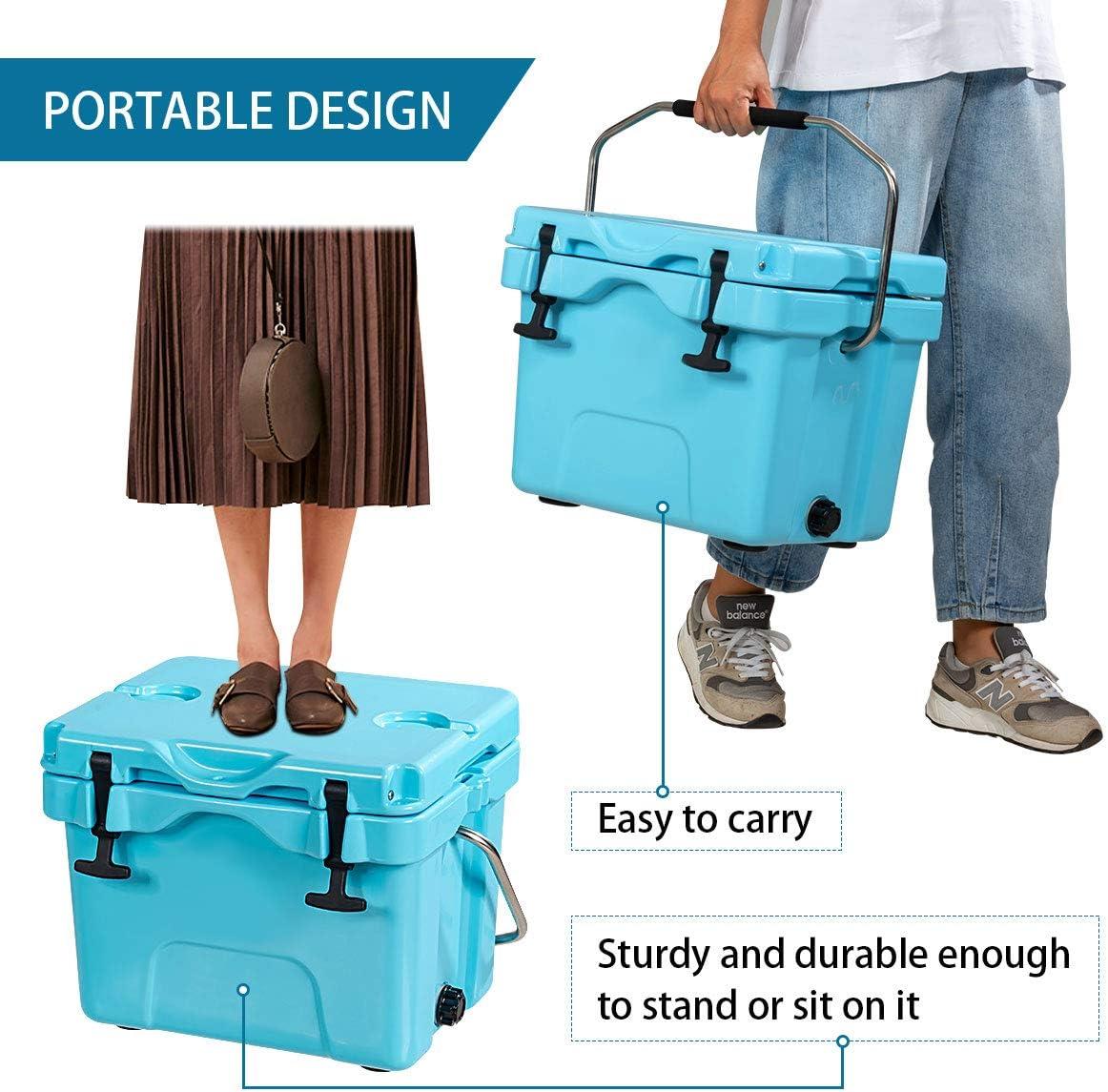 Costway 16 Quart Cooler Portable Ice Chest Leak-proof 24 Cans Ice Boxfor Camping