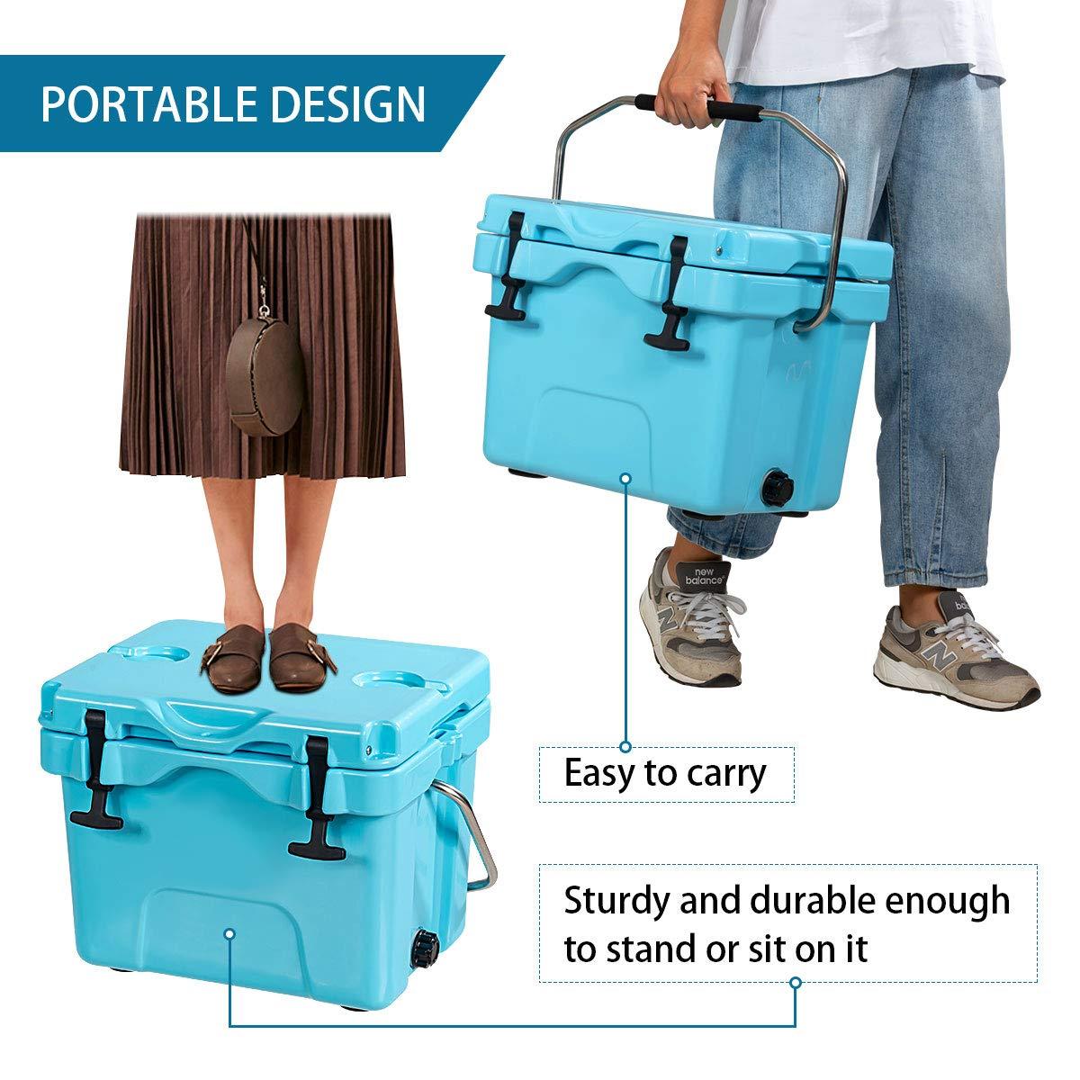 Costway 16 Quart Cooler Portable Ice Chest Leak-proof 24 Cans Ice Boxfor Camping