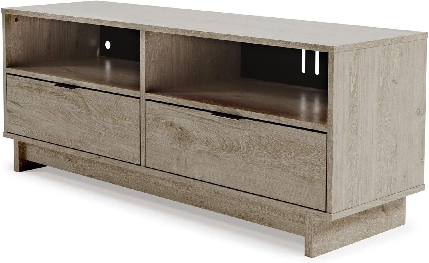 Contemporary 52'' Beige TV Stand with Open Shelving and Drawers