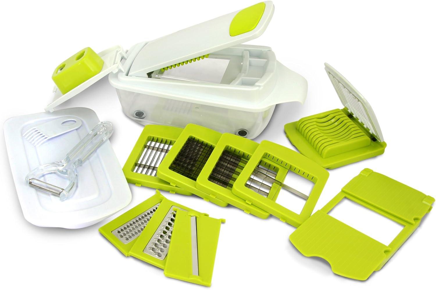 MegaChef 8-in-1 White and Green Multi-Use Slicer Dicer Chopper