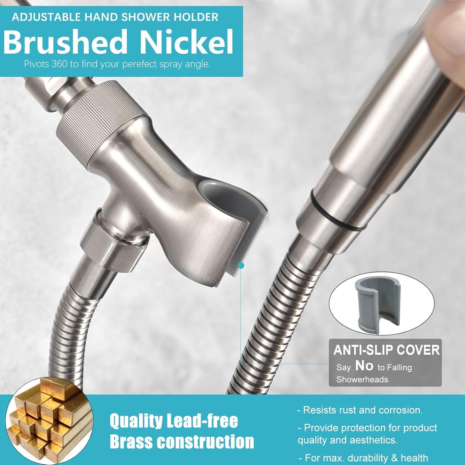 Brushed Nickel Adjustable Metal Shower Head Holder