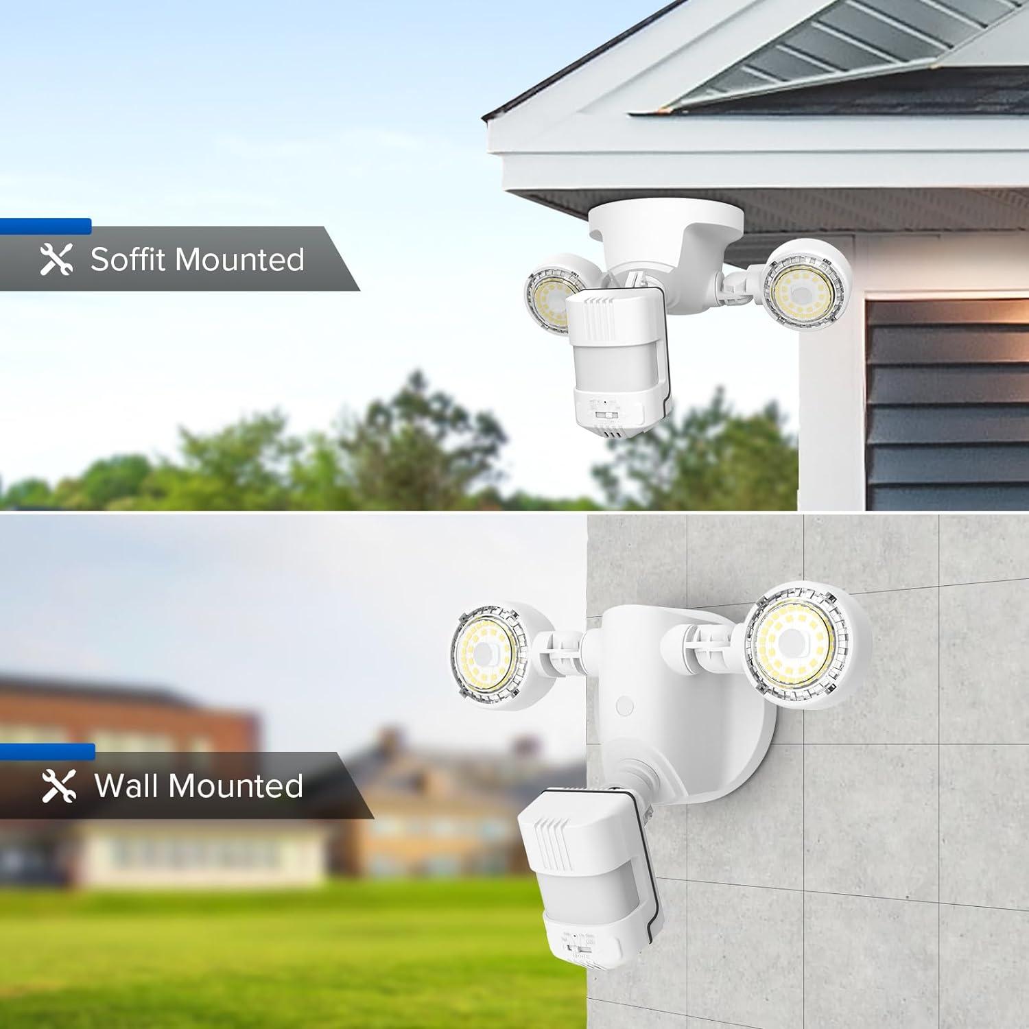 SANSI 15W Motion Sensor Outdoor Lights 2000LM LED Security Light, 5000K Dusk to Dawn Light, 4 Modes