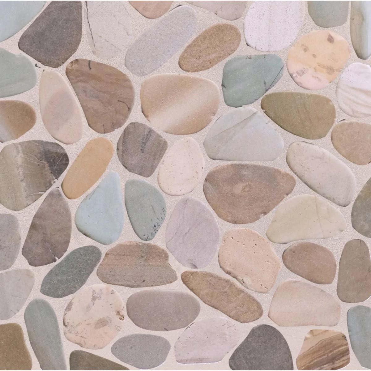 b.o.i Hawaii 12" x 12" Natural Stone Pebbles Mosaic Wall & Floor Tile