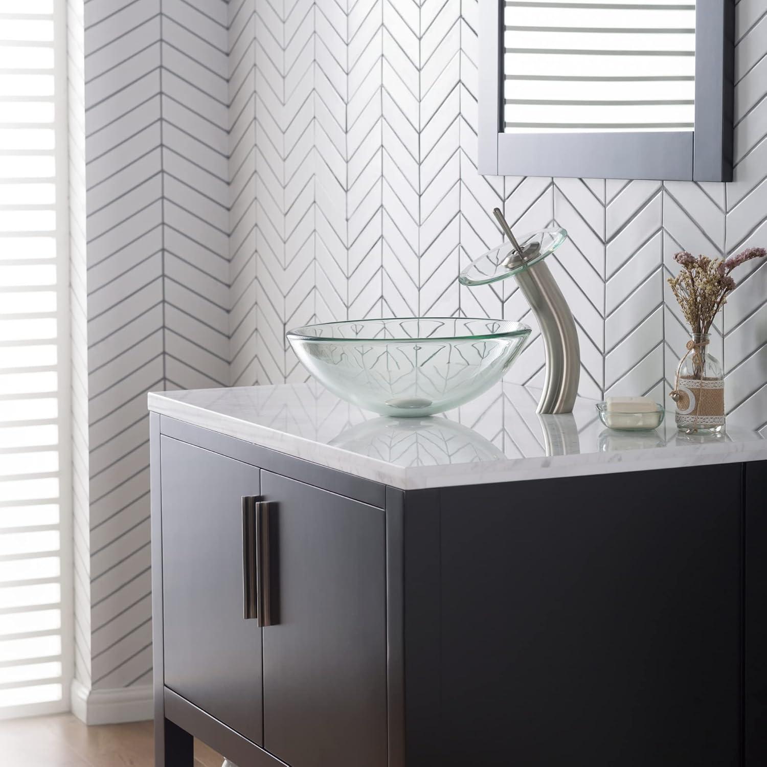 Waterfall Single Hole Single Handle Bathroom Faucet with Drain Assembly