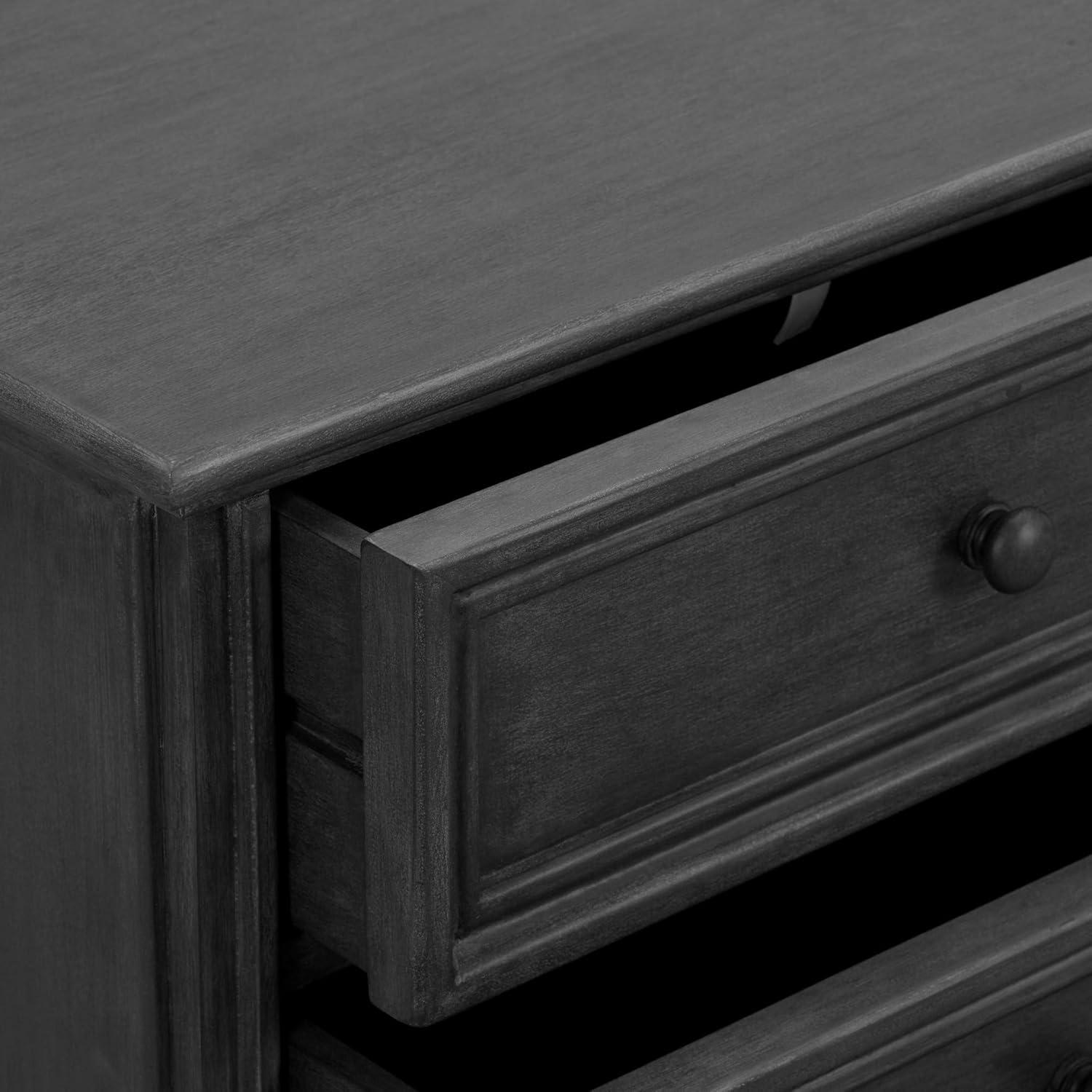 Traditional Dark Gray 3-Drawer Office Storage Cabinet with Bronze Hardware