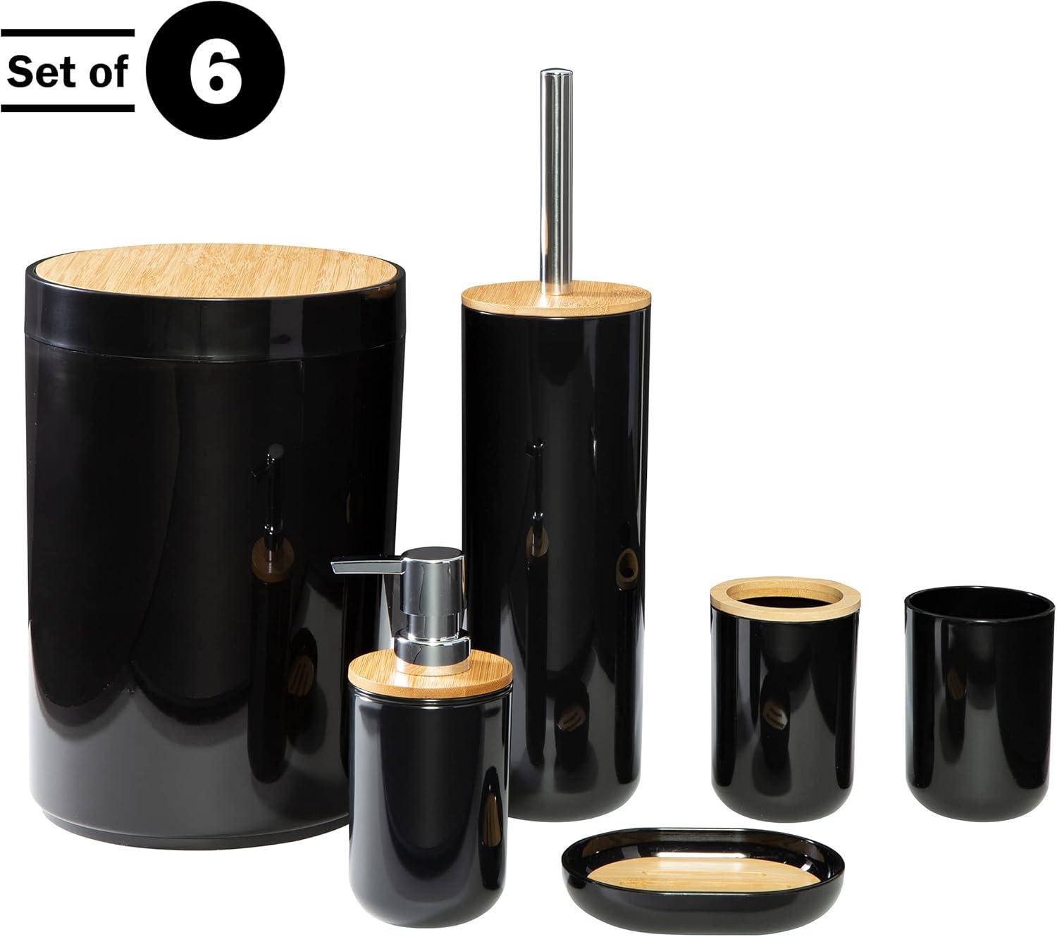 Home-Complete 6-Piece Complete Bathroom Accessories Set (Black)