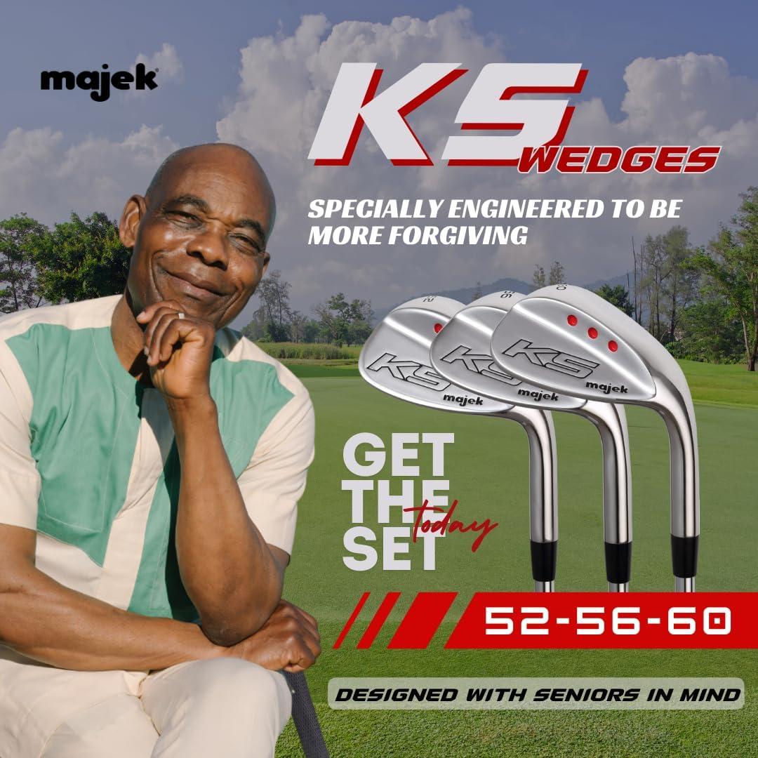Majek Golf Senior Men's Complete Wedge Set: 52° Gap Wedge (GW), 56° Sand Wedge (SW), 60° Lob Wedge (LW) Right Handed Senior Flex Steel Shaft