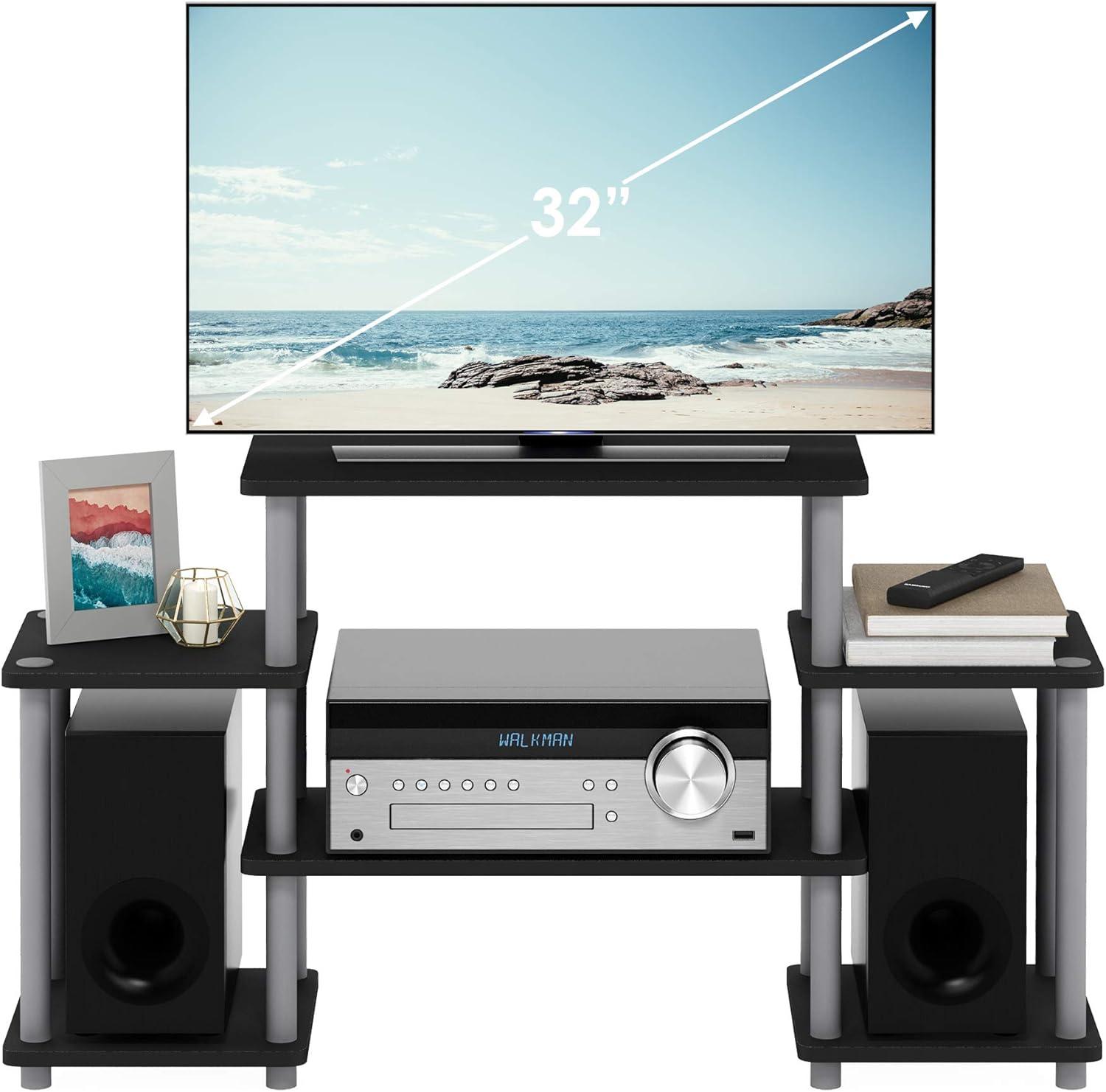 Sleek 41.5" Black & Gray PVC Composite Media Stand