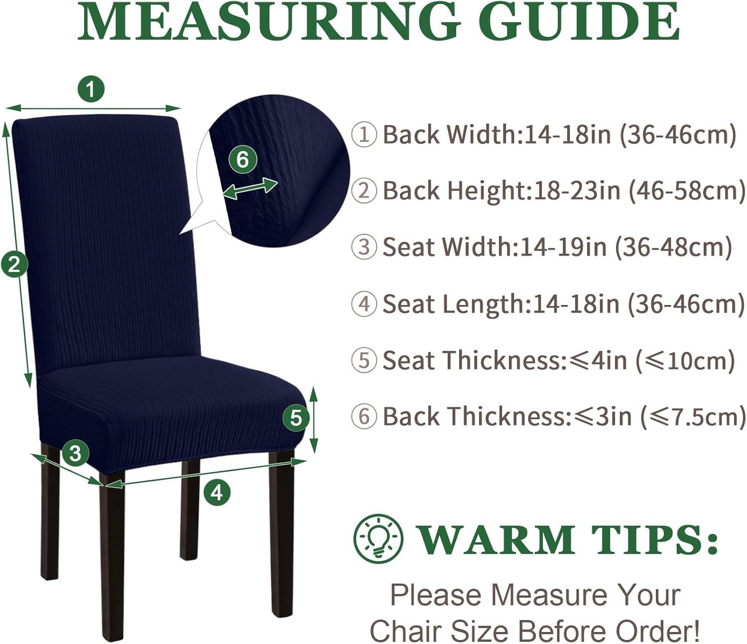 Chair Covers for Dining Room 4 Pack Navy Blue Chair Covers Super Fit Washable Kitchen Chair Protector Cover for Dining Room, Hotel, Ceremony