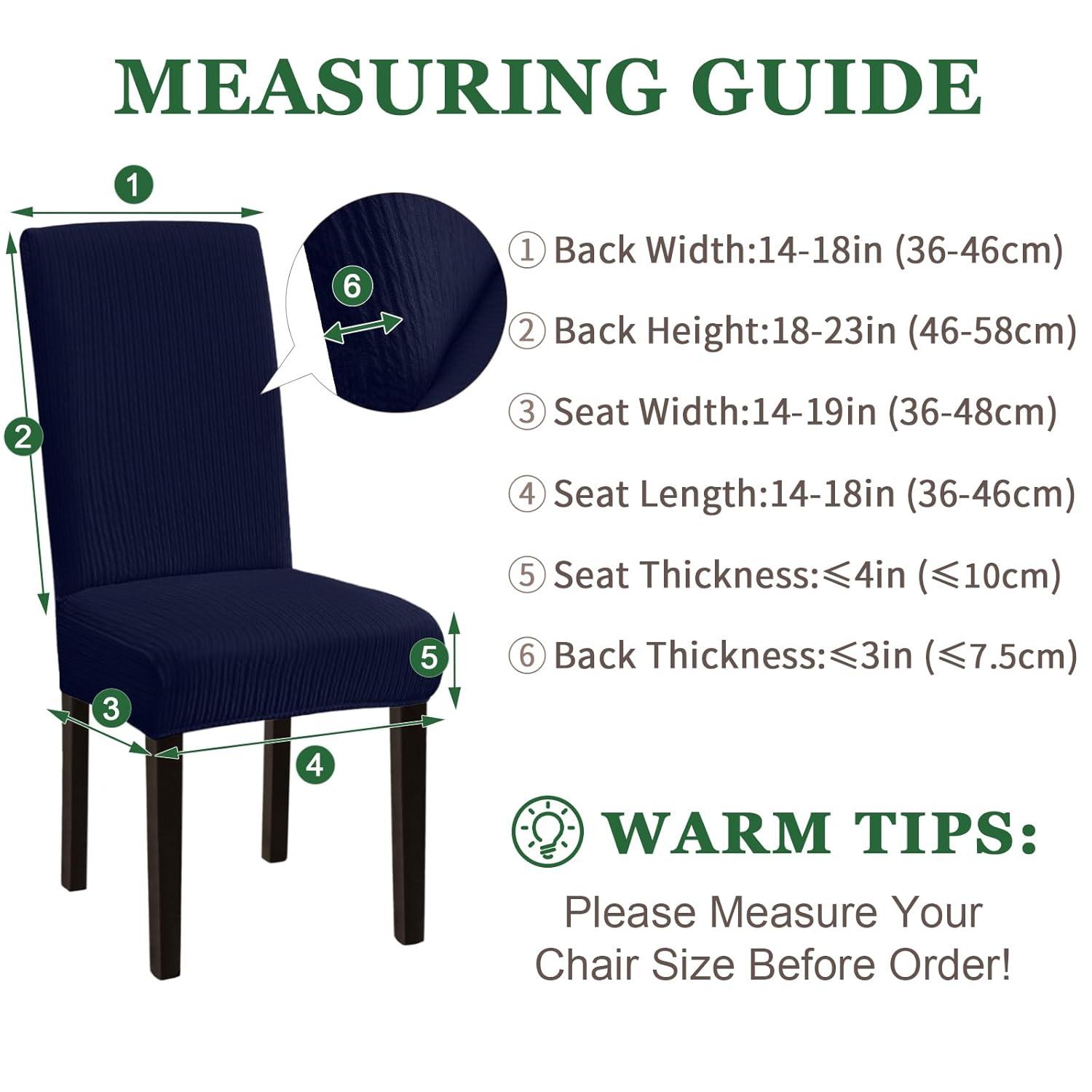 Chair Covers for Dining Room 4 Pack Navy Blue Chair Covers Super Fit Washable Kitchen Chair Protector Cover for Dining Room, Hotel, Ceremony