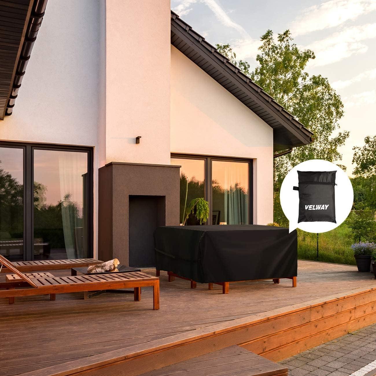 Velway Patio Furniture Cover Outdoor, Waterproof Rectangular Patio Table Chair Sofa Set Cover, 67”Lx37”Wx28”H, All Weather Oxford Tear-Resistant Material with Zipper Carrying Bag Windproof Buckles