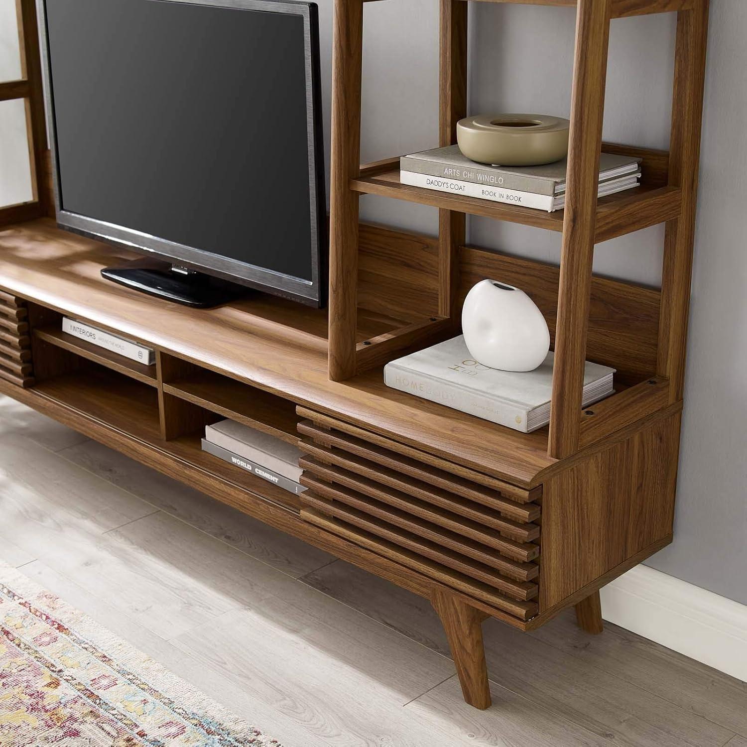 Render TV Stand Entertainment Center Walnut