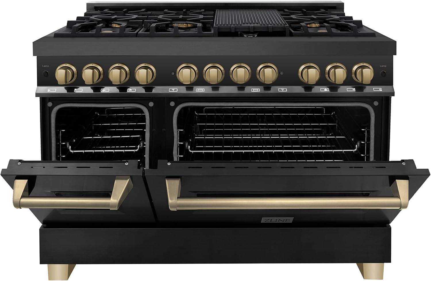 ZLINE Autograph 48" Legacy Dual Fuel Range in Black Stainless Steel