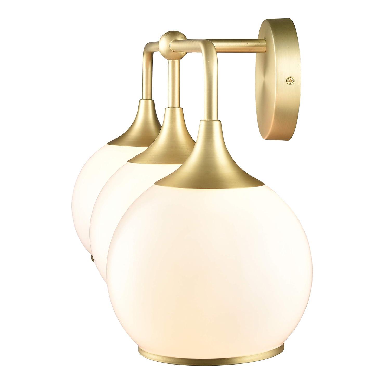Light Society Lia 3-Light Vanity Light, Brushed Brass/Opal
