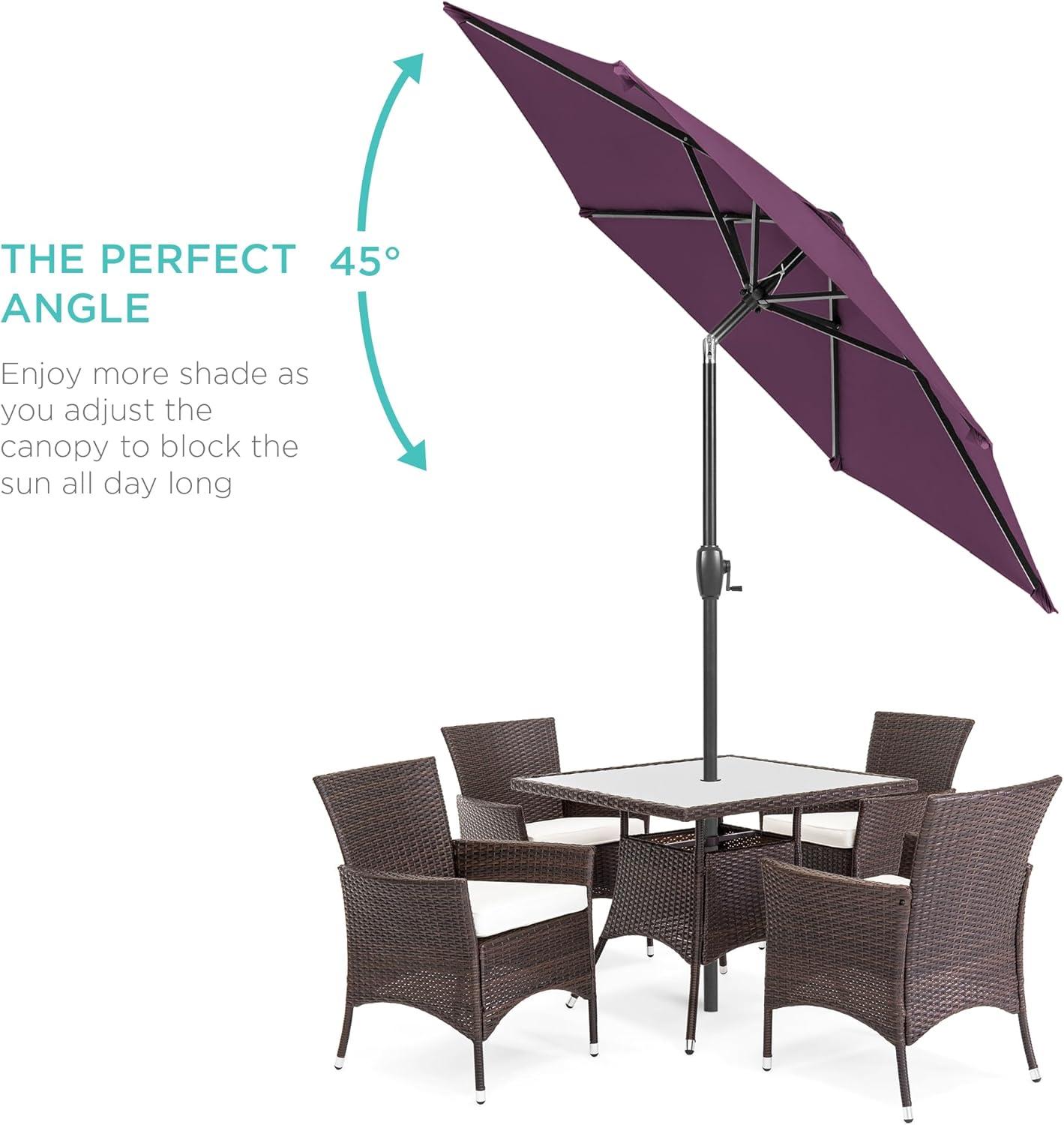 Best Choice Products 7.5ft Heavy-Duty Outdoor Market Patio Umbrella w/ Push Button Tilt, Easy Crank - Amethyst Purple