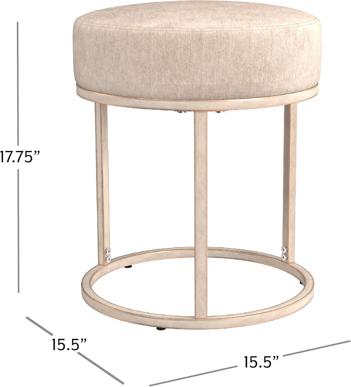 18" Swanson Backless Upholstered Metal Vanity Stool Bone White - Hillsdale Furniture: Round Padded Seat, Modern Design