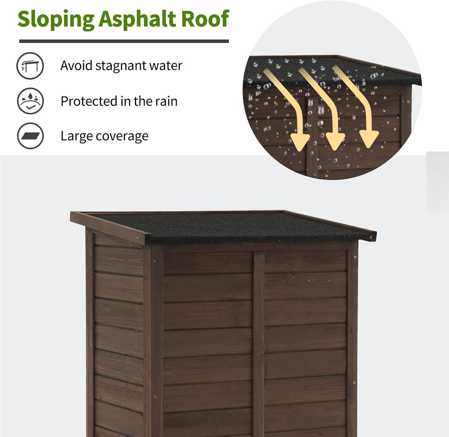 Mcombo Outdoor Wood Storage Cabinet, Small Size Garden Wooden Tool Shed with Double Doors 0985