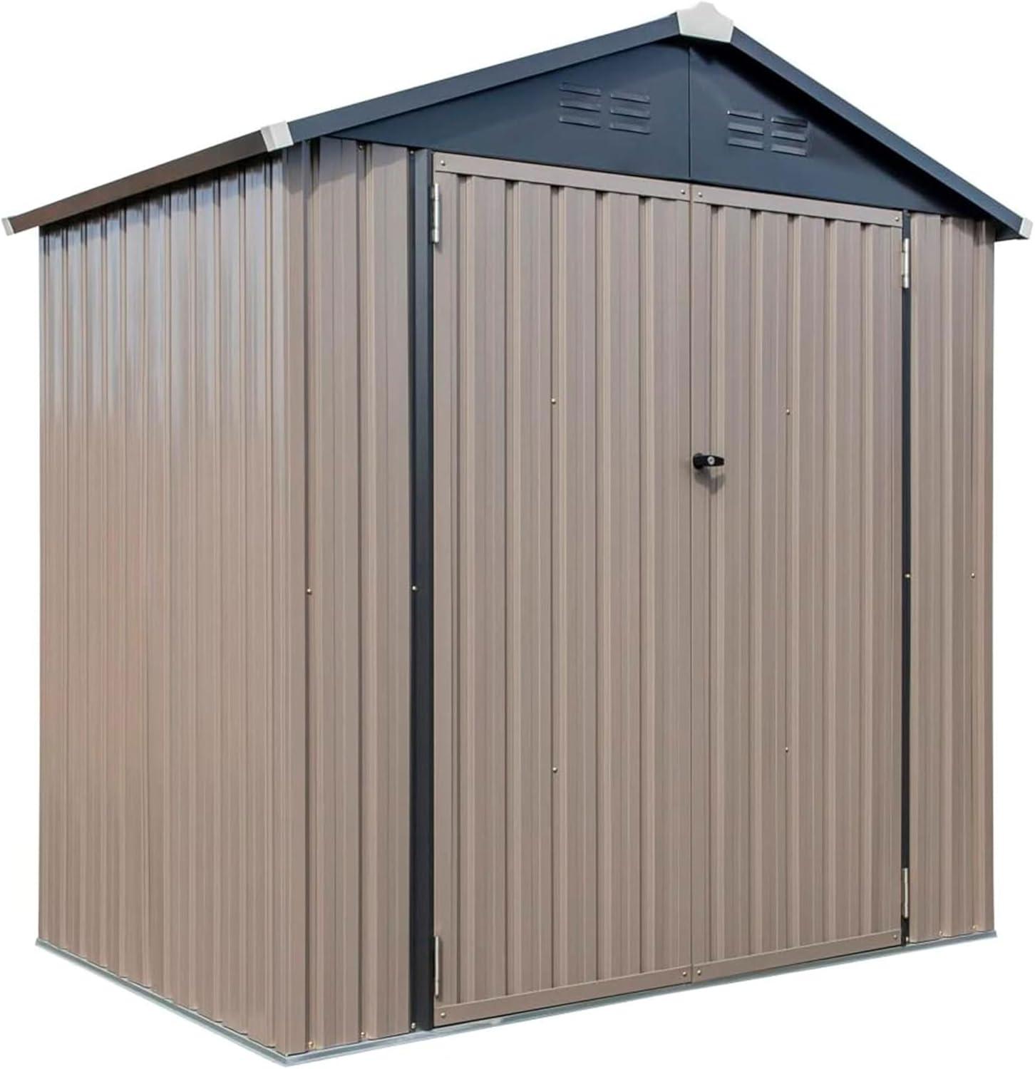 Gray 6' x 4' Galvanized Steel Outdoor Storage Shed