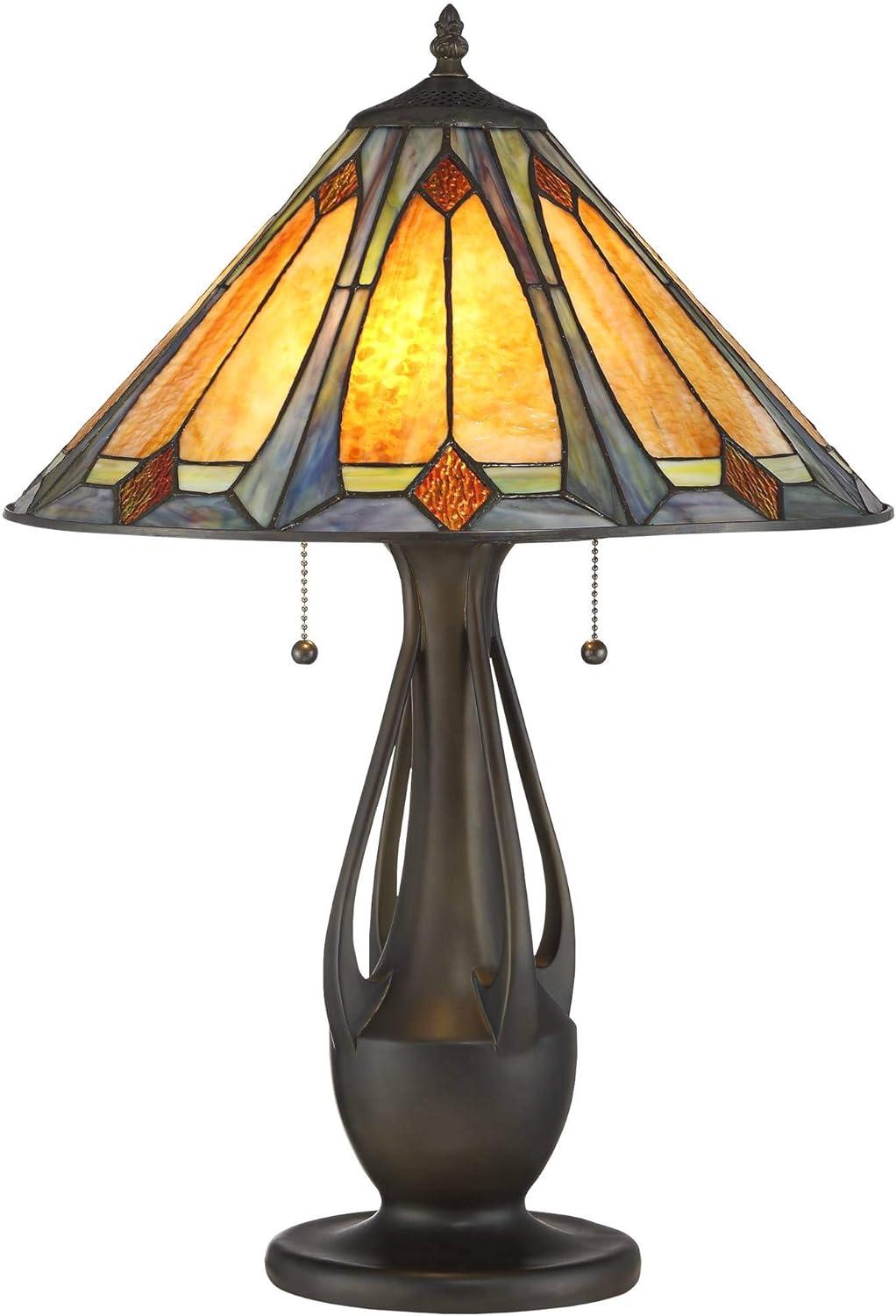 Robert Louis Tiffany Gerald Traditional Accent Table Lamp 23" High Deep Metallic Metal Stained Art Glass Shade for Bedroom Living Room Nightstand Home