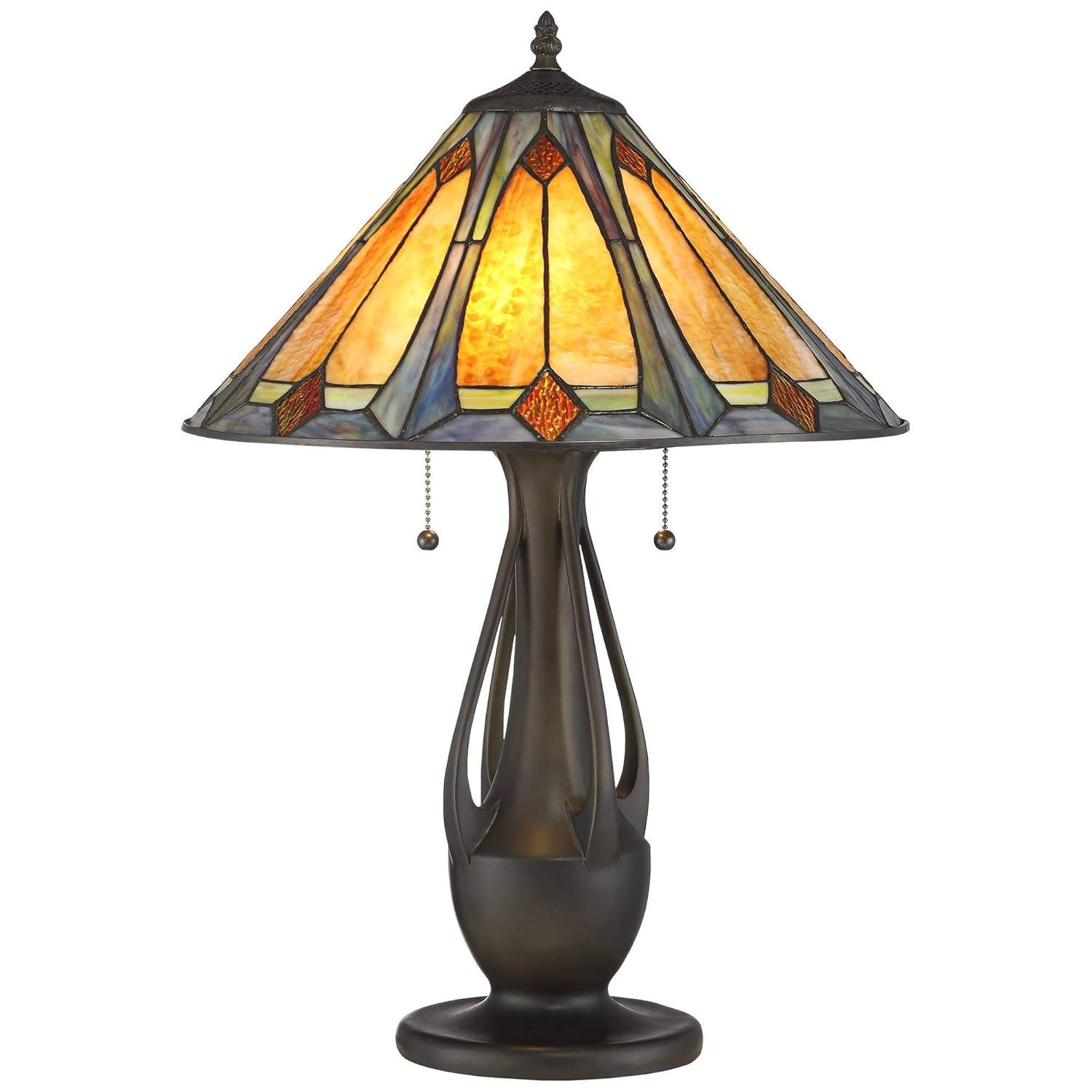 Robert Louis Tiffany Gerald Traditional Accent Table Lamp 23" High Deep Metallic Metal Stained Art Glass Shade for Bedroom Living Room Nightstand Home