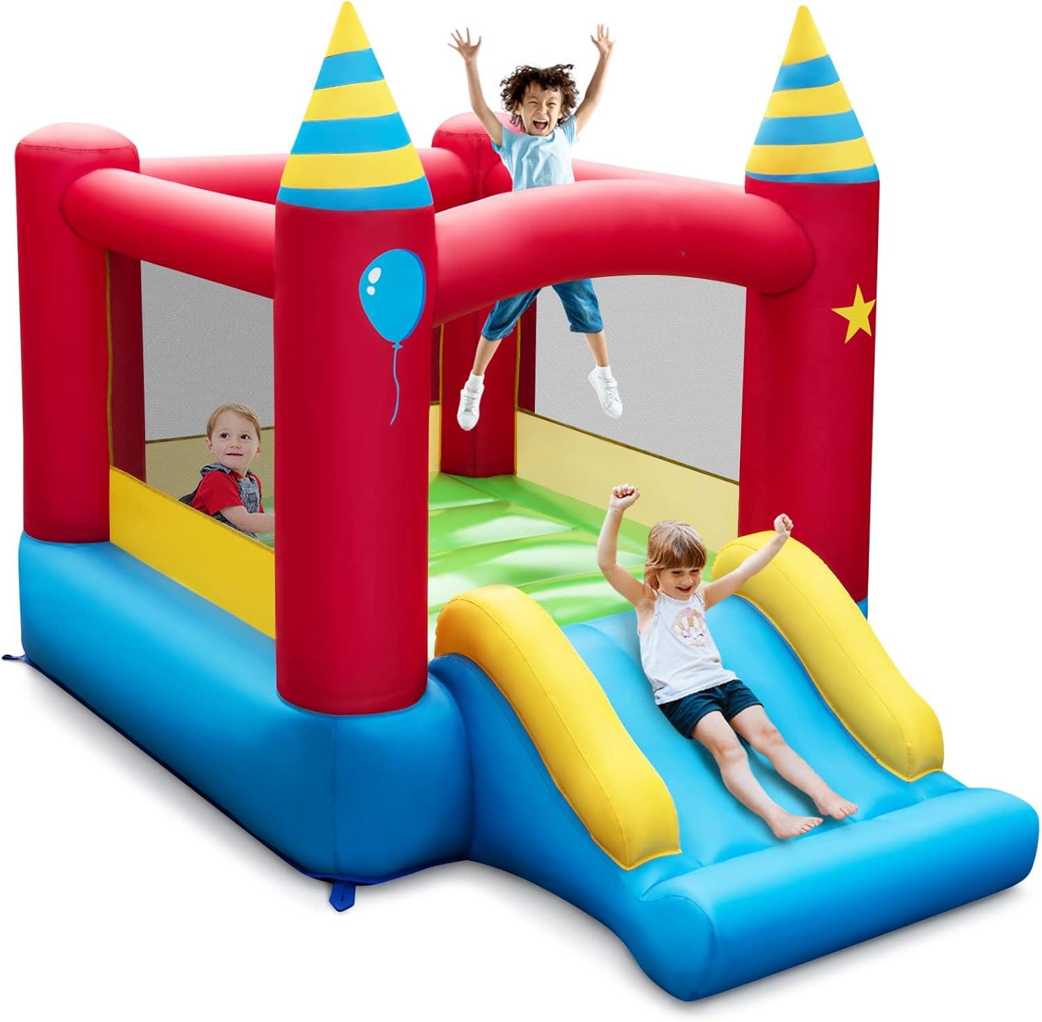 Costway Inflatable Bounce Castle Kids Jumping Bouncer Indoor Outdoor with 480W Blower