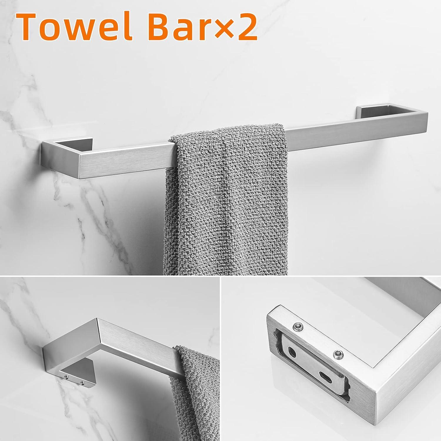 Brushed Nickel 4-Piece Stainless Steel Bathroom Hardware Set