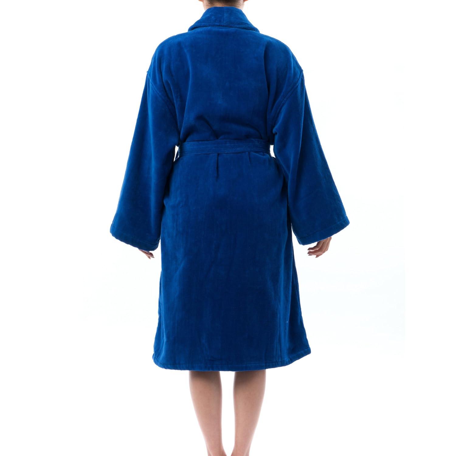 Alpine Swiss Blair Womens Cotton Terry Cloth Bathrobe Shawl Collar Velour Spa Robe BLU SM