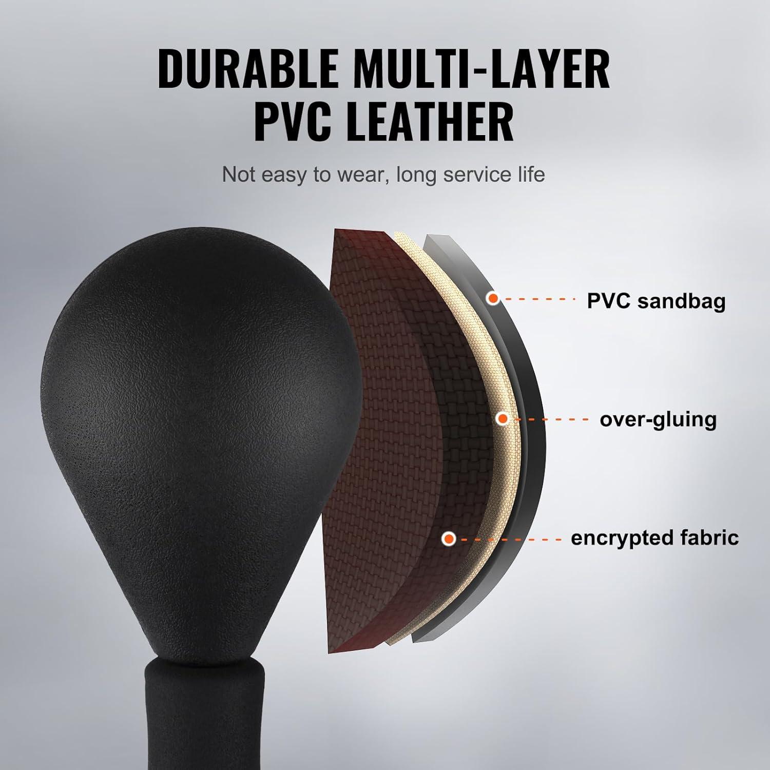 Adjustable Black PVC Leather Reflex Boxing Bag with Suction Cup Base