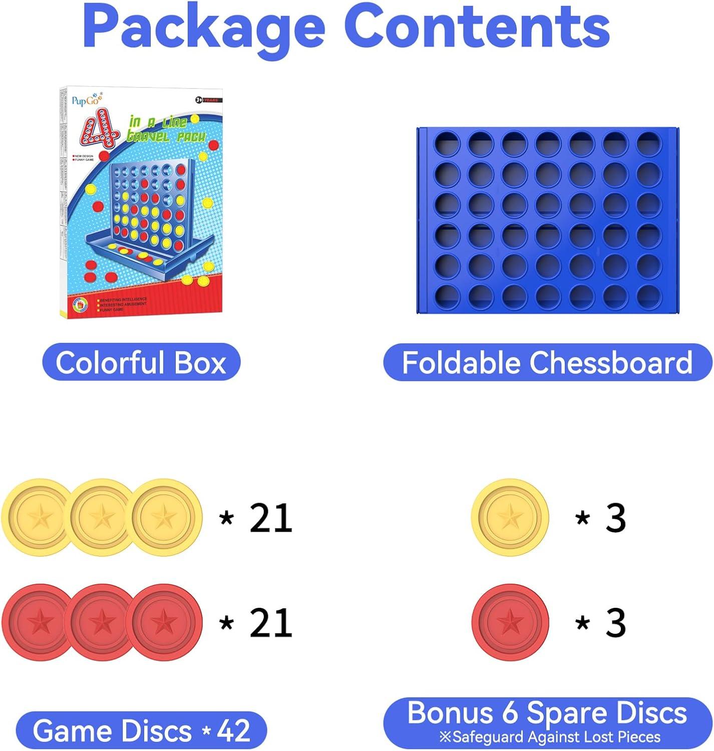 FNNMNNR Four in a Row Line Up 4 Gaming Fun Set  Travel Portable Convenient Size  Classic Fun Educational Family Games