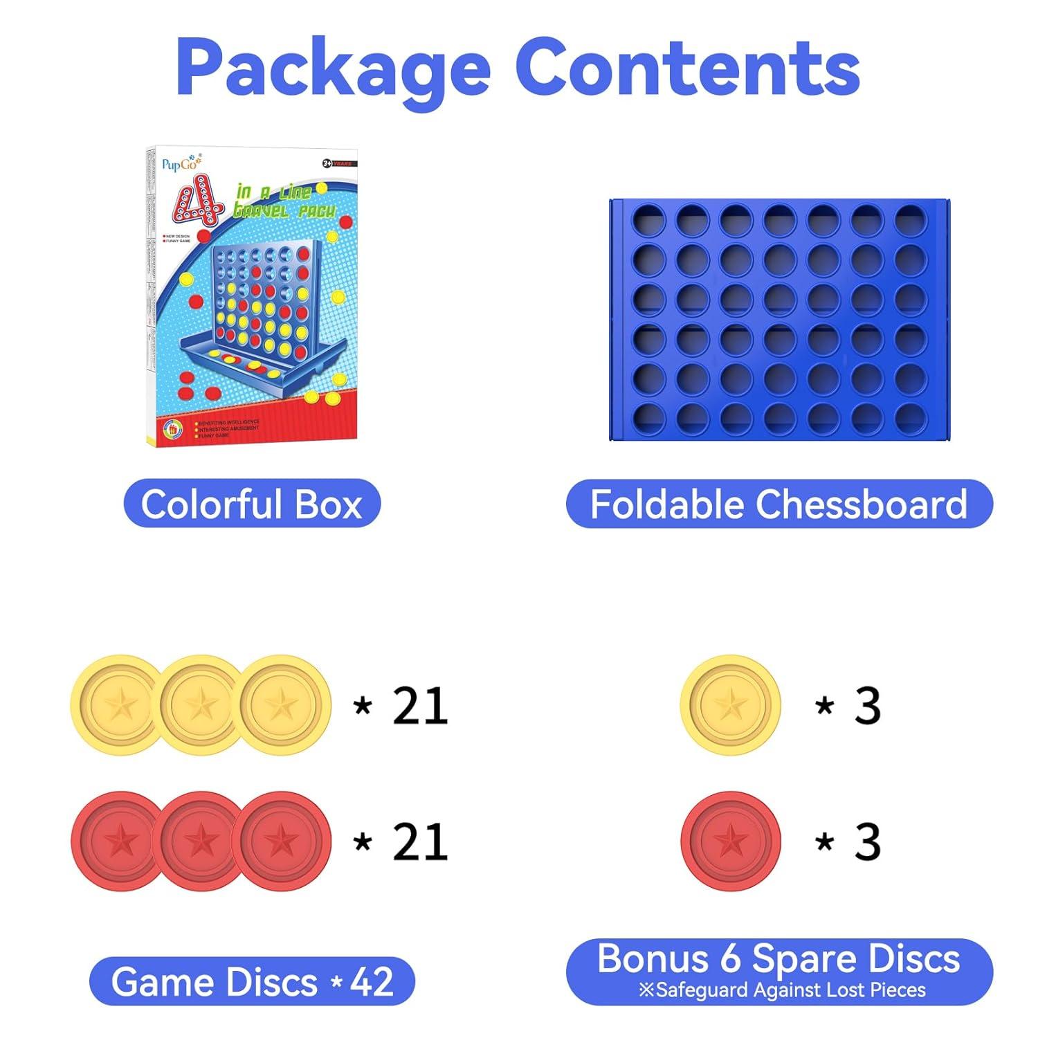 FNNMNNR Four in a Row Line Up 4 Gaming Fun Set  Travel Portable Convenient Size  Classic Fun Educational Family Games
