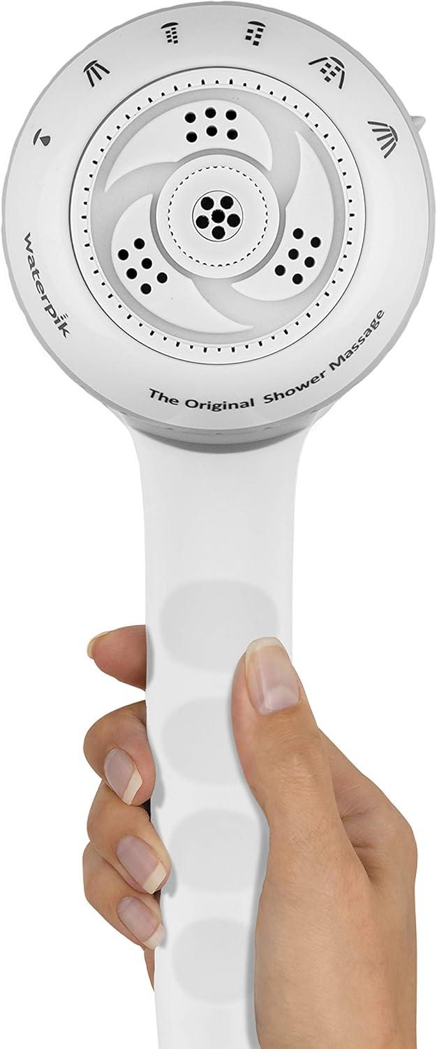 White Chrome Handheld Showerhead with 6 Spray Settings