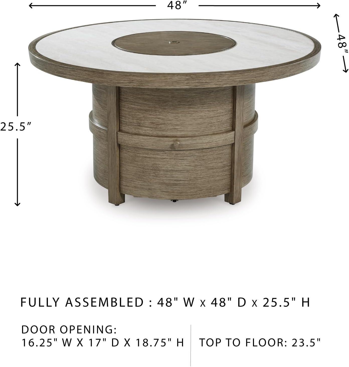 Signature Design by Ashley Rainier Ranch Beige Fire Pit Table