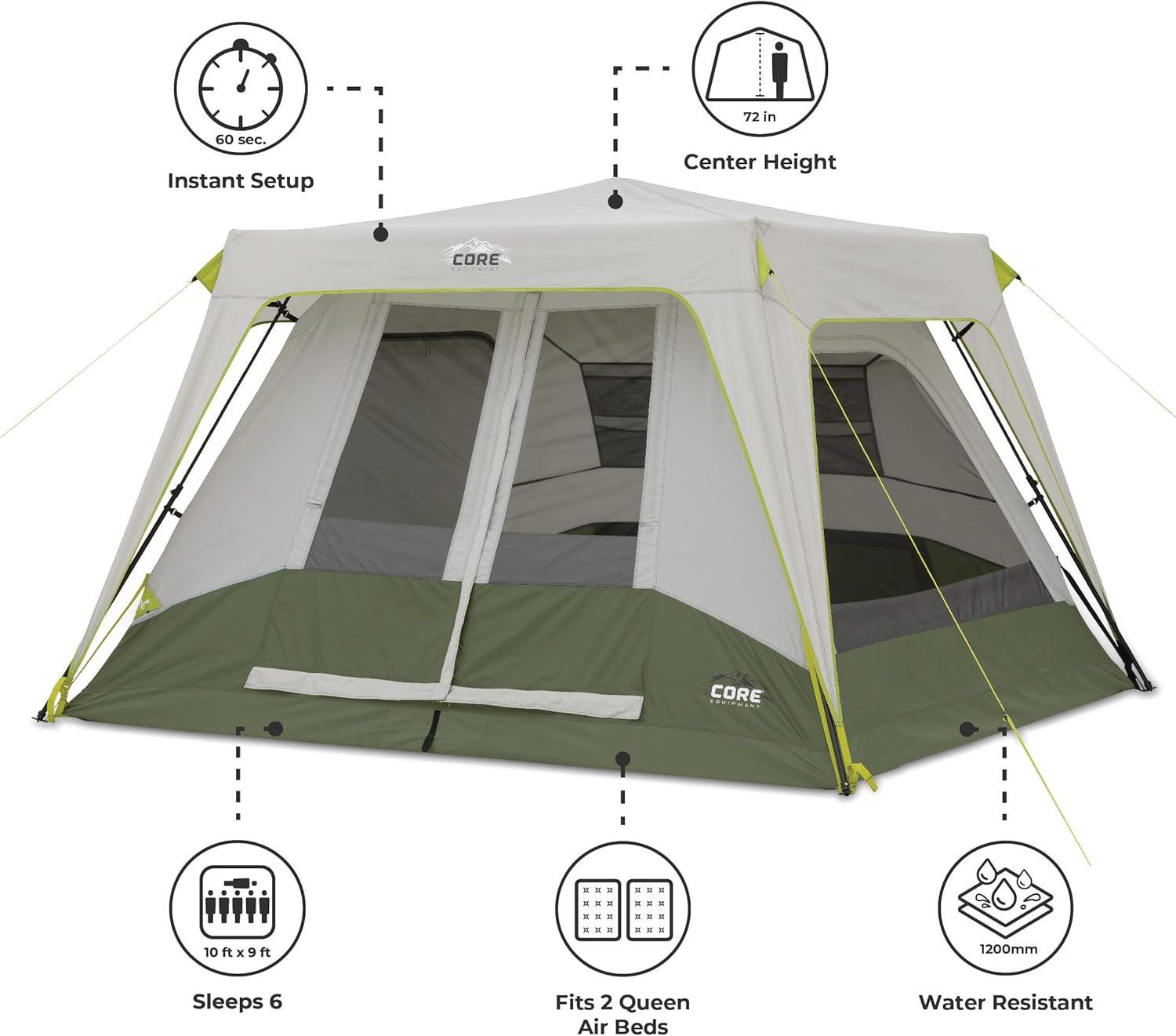 CORE Equipment 6 Person Instant Cabin Tent