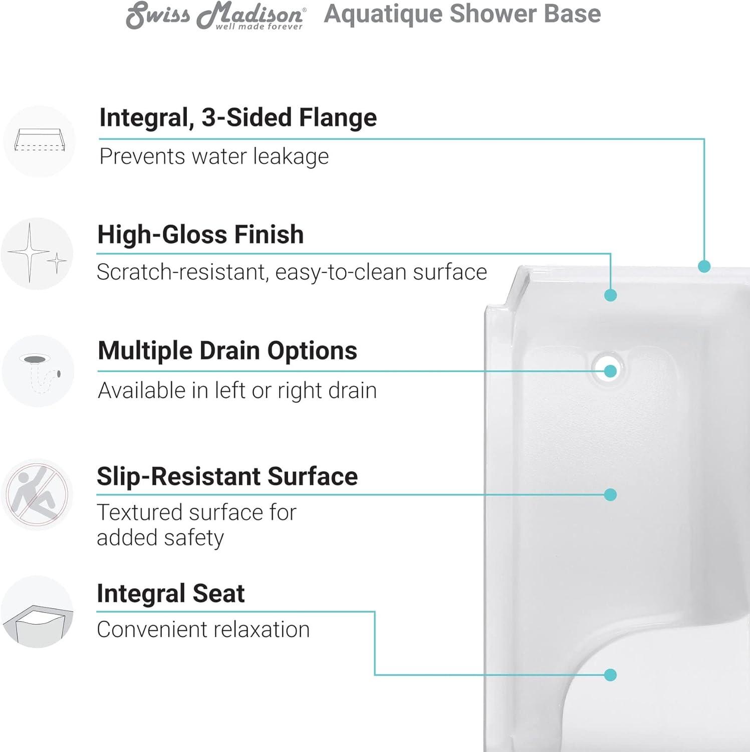 Aquatique 60" x 32" Single Threshold Shower Base