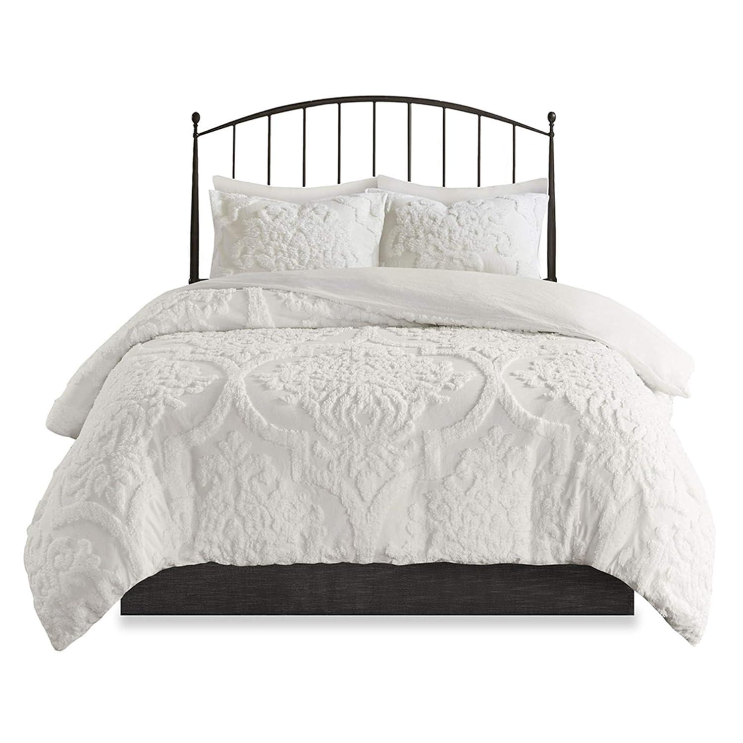 Madison Park Viola Tufted Cotton Chenille Damask 3 Piece Comforter Set