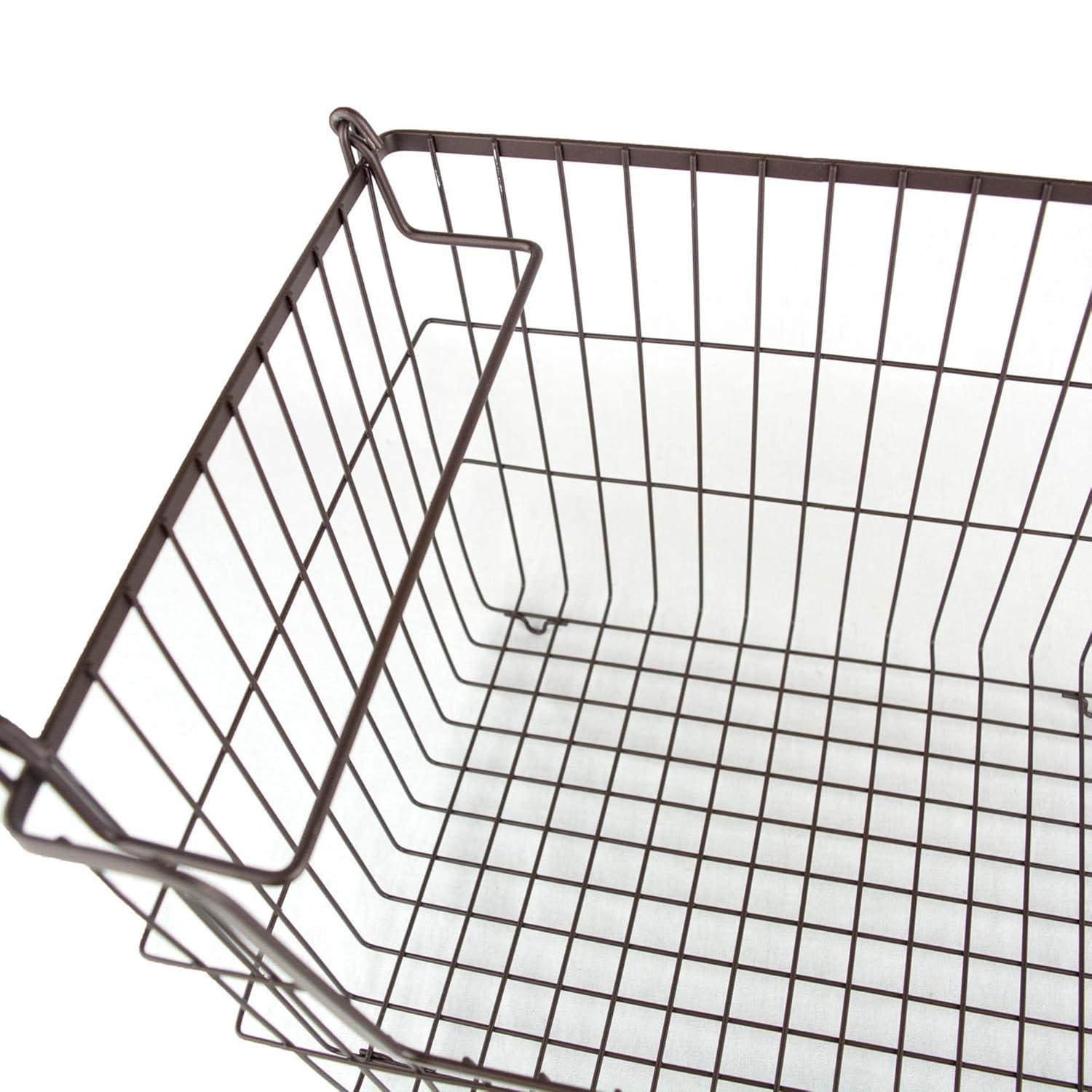 DII Metal Wire Mesh Stackable Utility Storage Bin, Medium, 11x11x8", Black