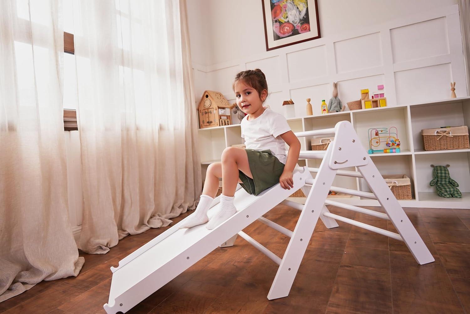 Avenlur Hazel - Pikler Triangle Set with Ladder Slide and Rocker - White