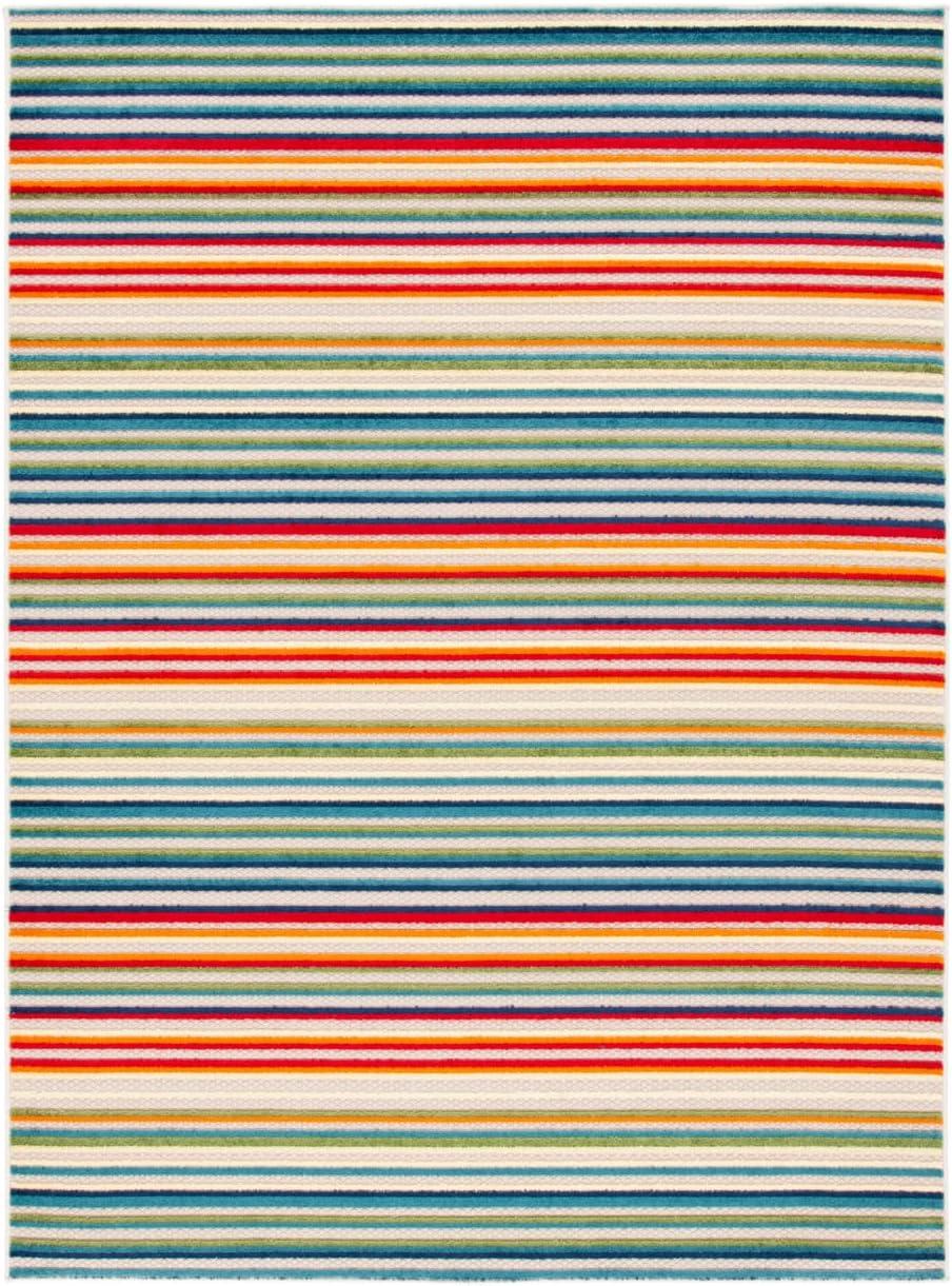 SAFAVIEH Cabana Fedelma Striped Indoor/Outdoor Area Rug, Ivory/Green, 3' x 5'