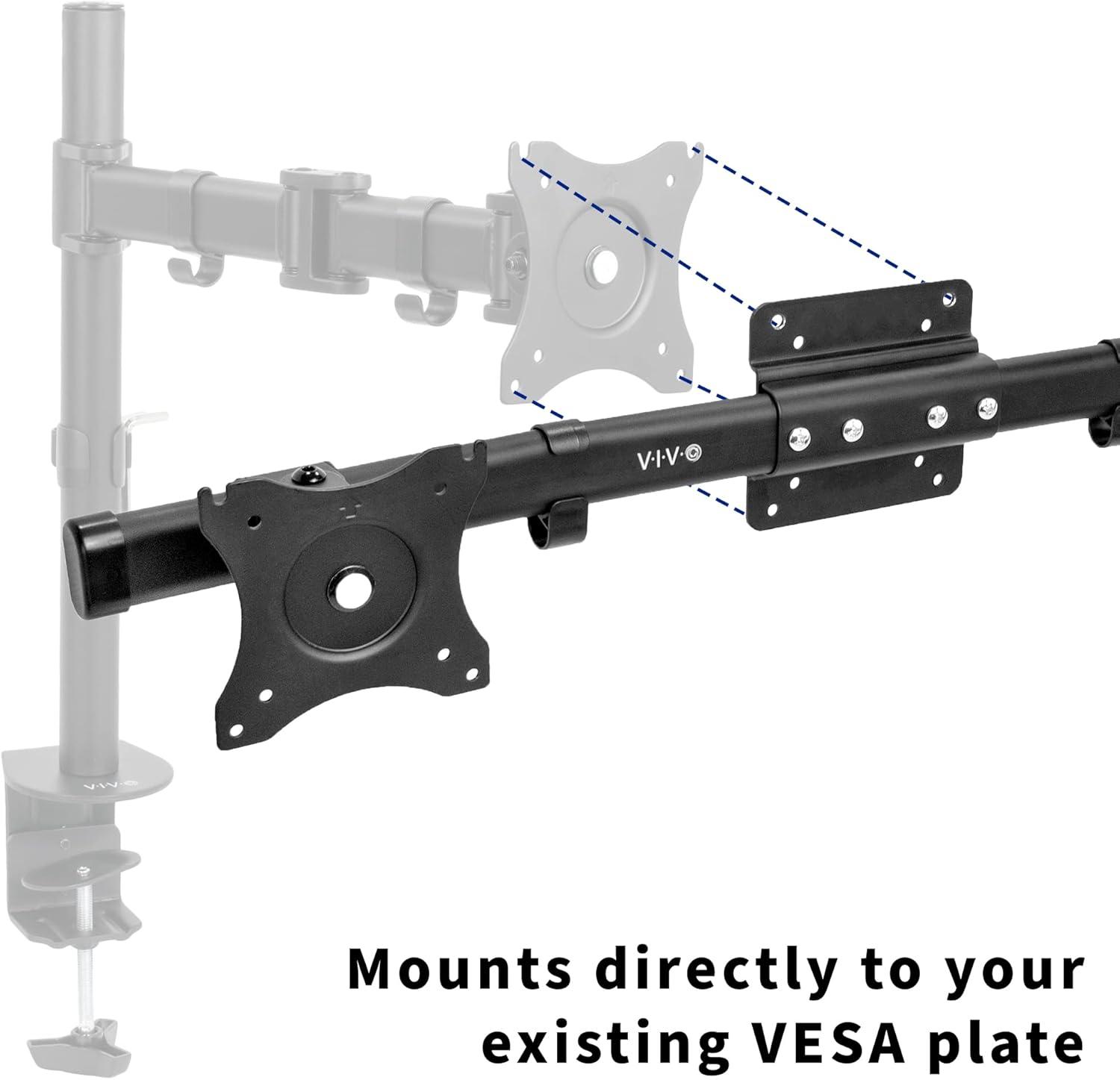 Black Steel Dual VESA Monitor Wall Mount Bracket