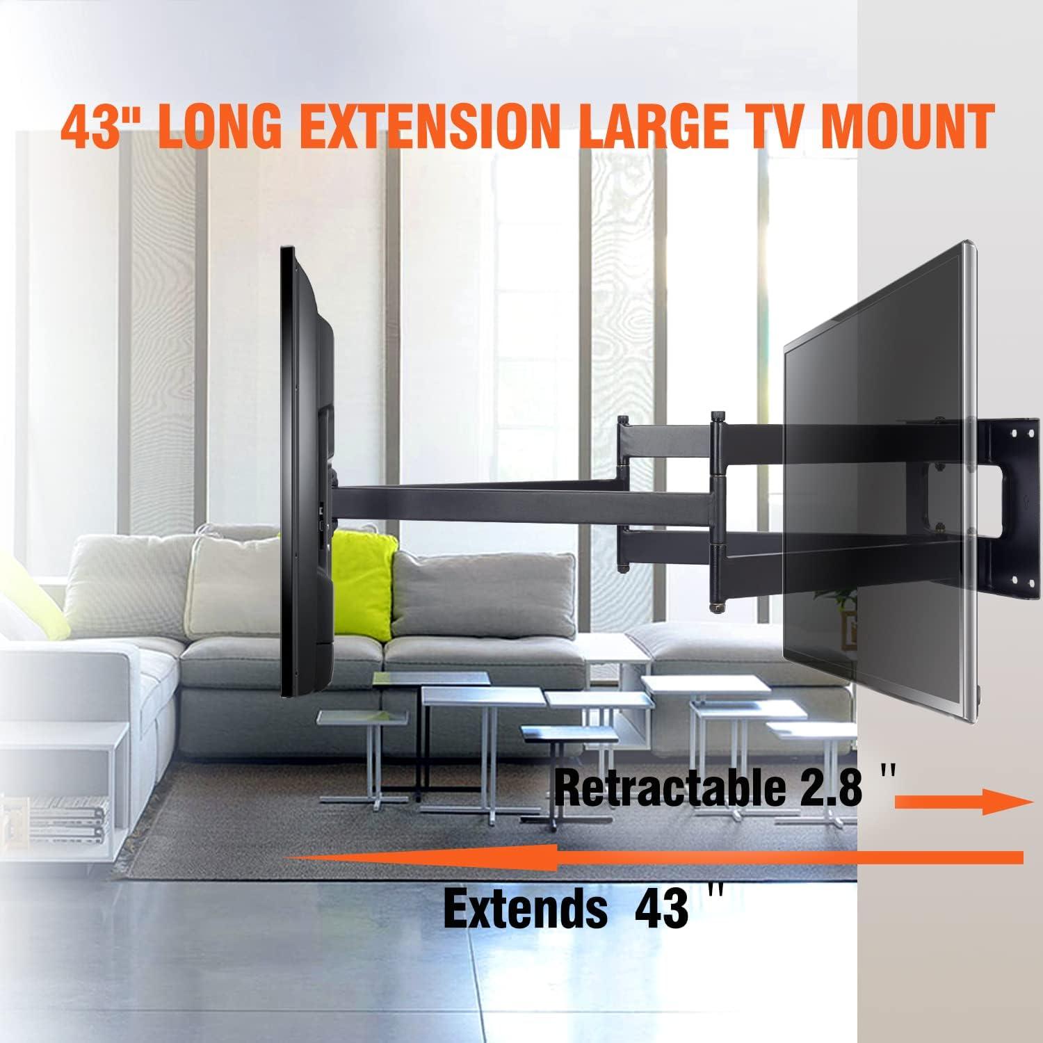 Black Steel Full Motion Long Arm TV Wall Mount