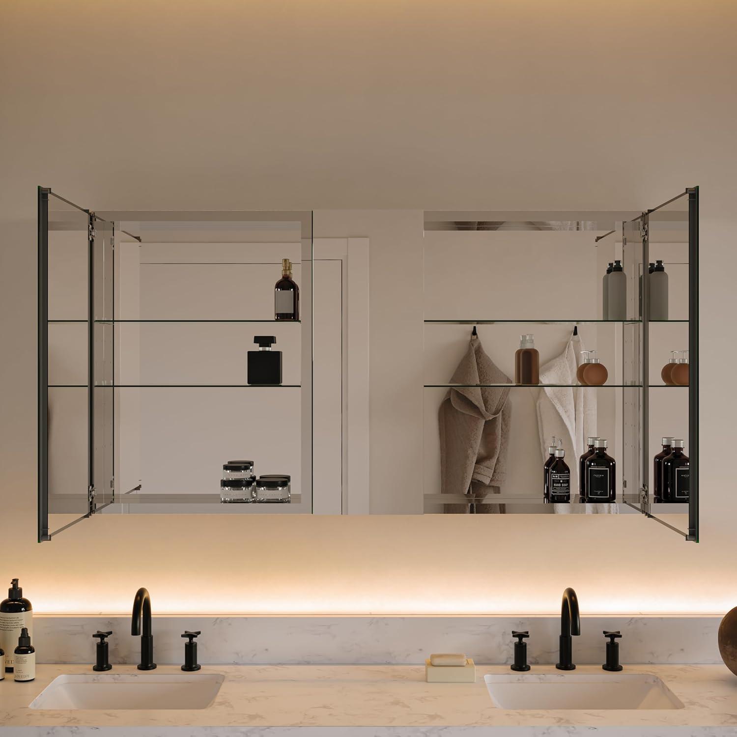 Fresca Senza 49" W x 26" H Surface/Recessed Mount Bathroom Medicine Cabinet with 4 Adjustable Shelves