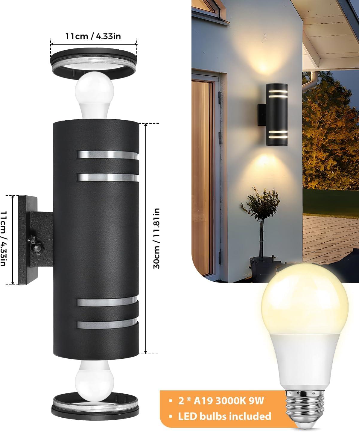 Black Aluminum Dual Light Modern Outdoor Sconce