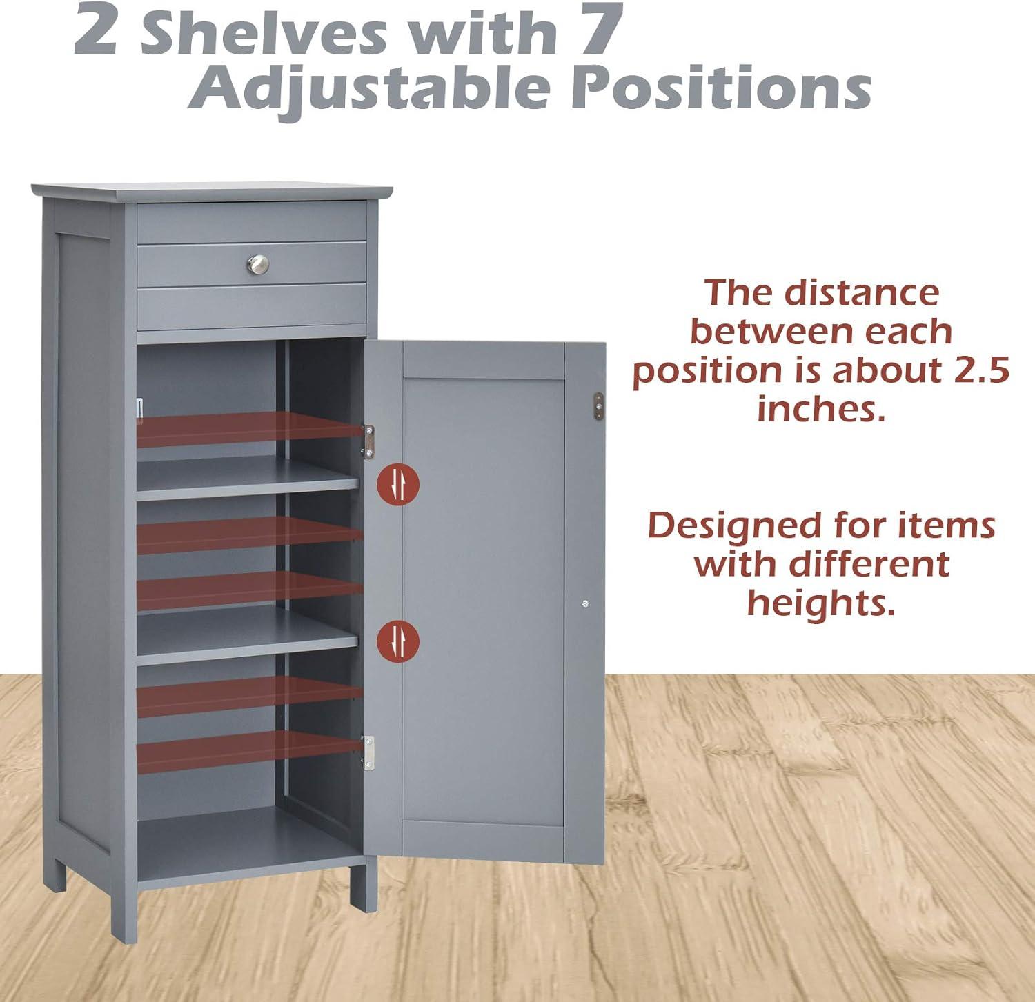 Gray MDF Bathroom Cabinet with Adjustable Shelves