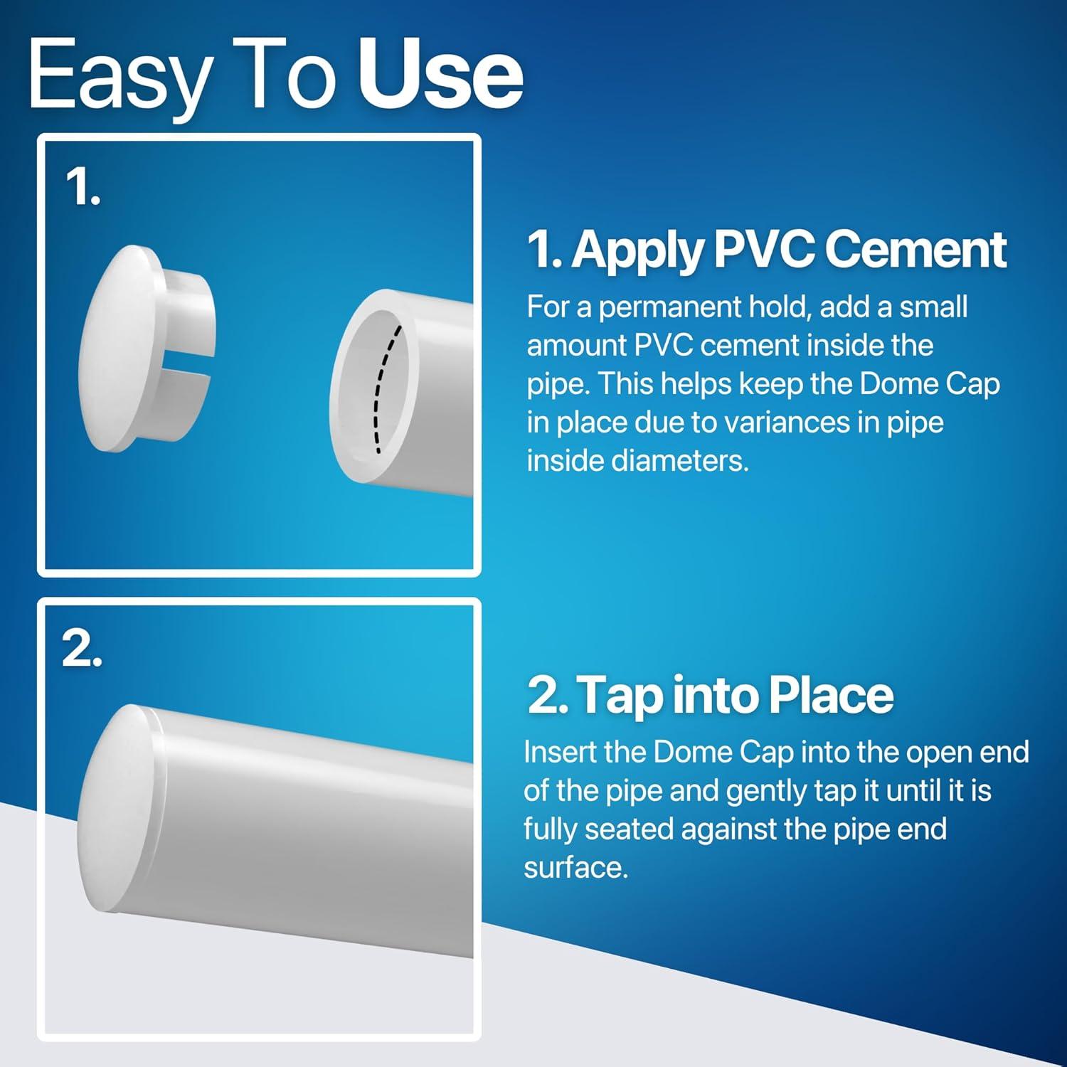 FORMUFIT F112IDC-WH-10 PVC Internal Domed End Cap, Furniture Grade, 1-1/2" Size, White (Pack of 10)