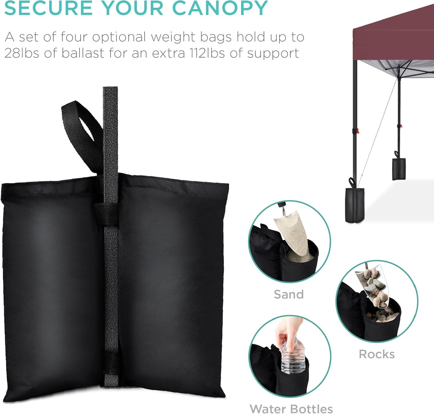Best Choice Products Best Choice Products Easy Setup Pop Up Canopy W/ 1-Button Setup, Wheeled Case, 4 Weight Bags