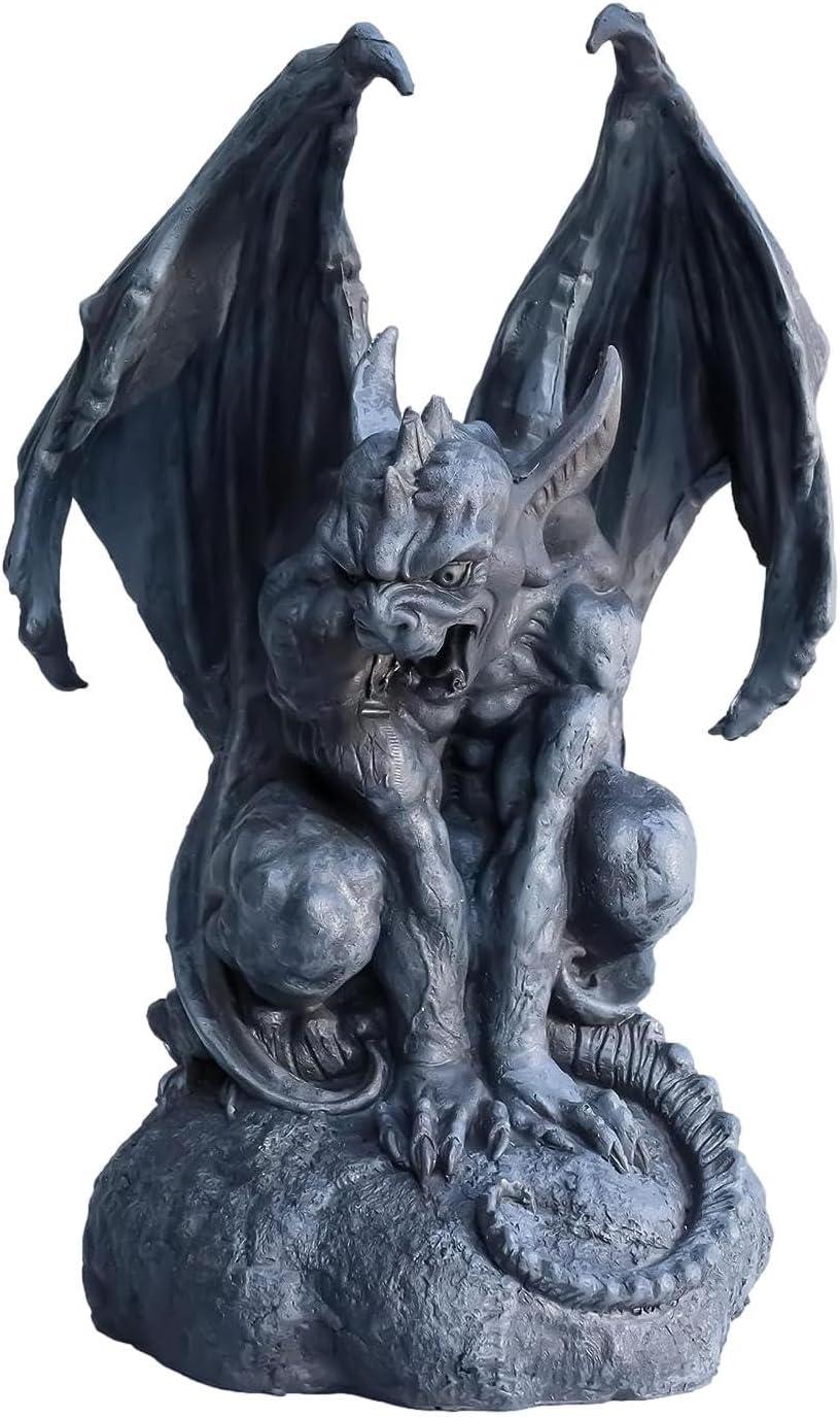 Gray Resin Gothic Guardian Gargoyle Statue 6" High